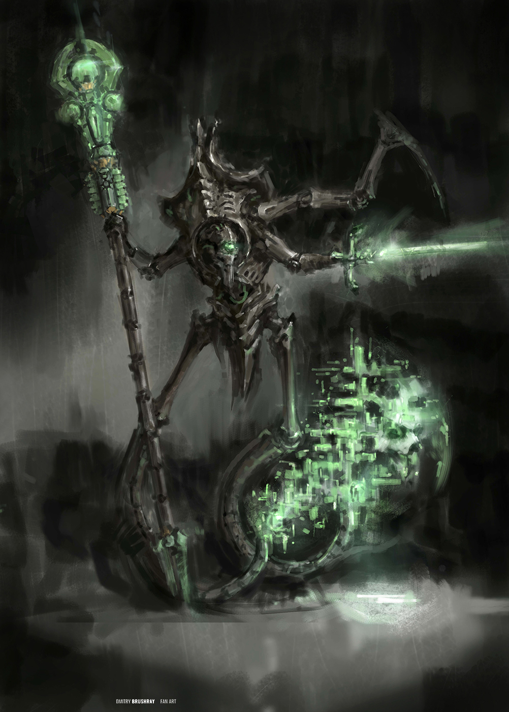 Necrons Psychomancer, art by Dmitry Brushray