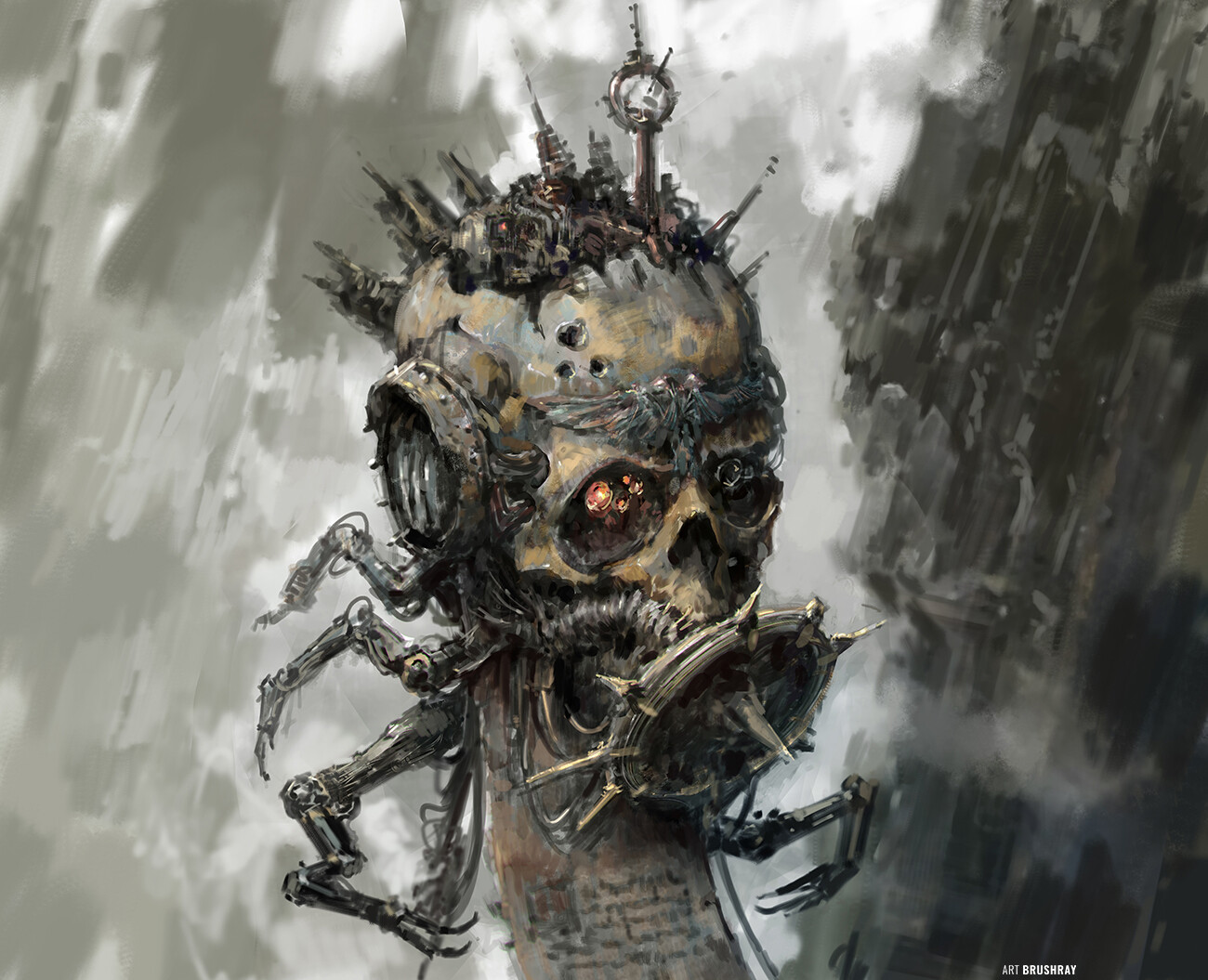 Servo Skull from space marine veteran, Warhammer40k fan art, art by Dmitry Brushray