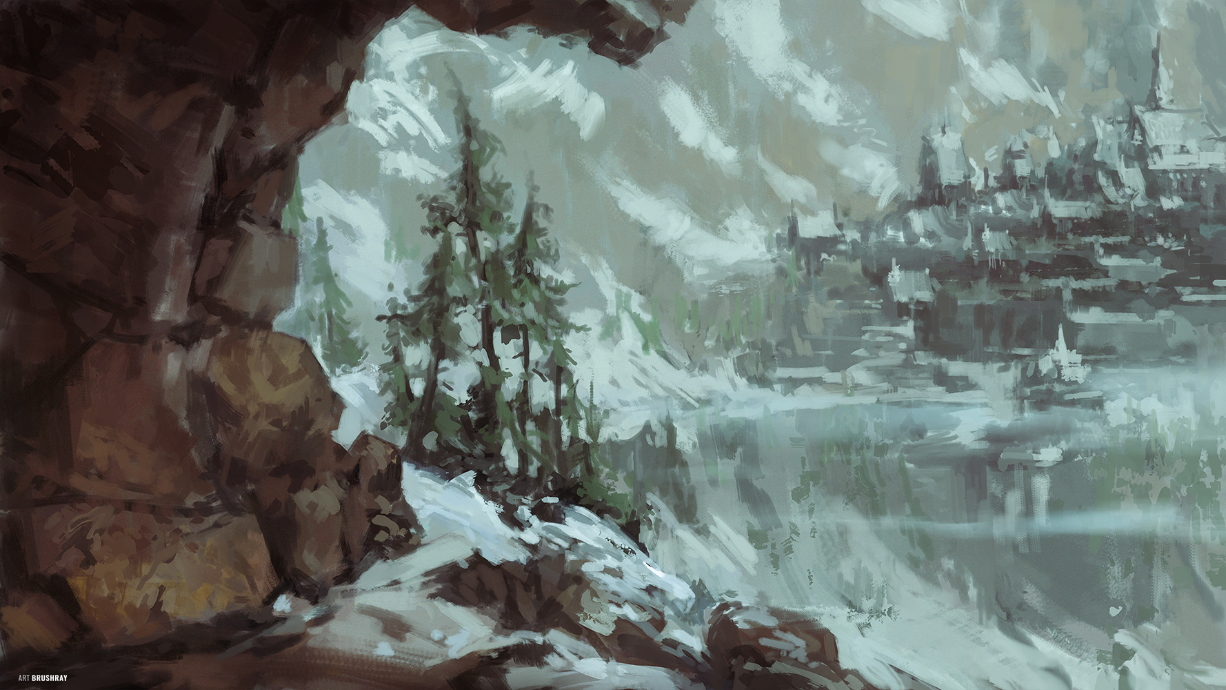 Fantasy landscapes sketches, by Dmitry Brushray