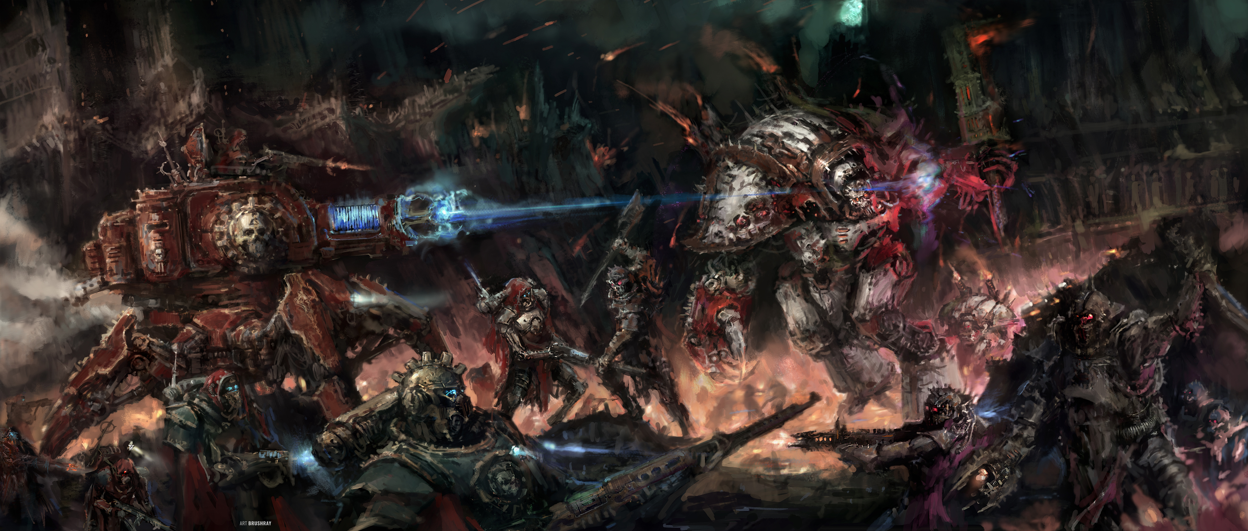 AdMech vs some Heretics fan art, fan art by Dmitry Brushray